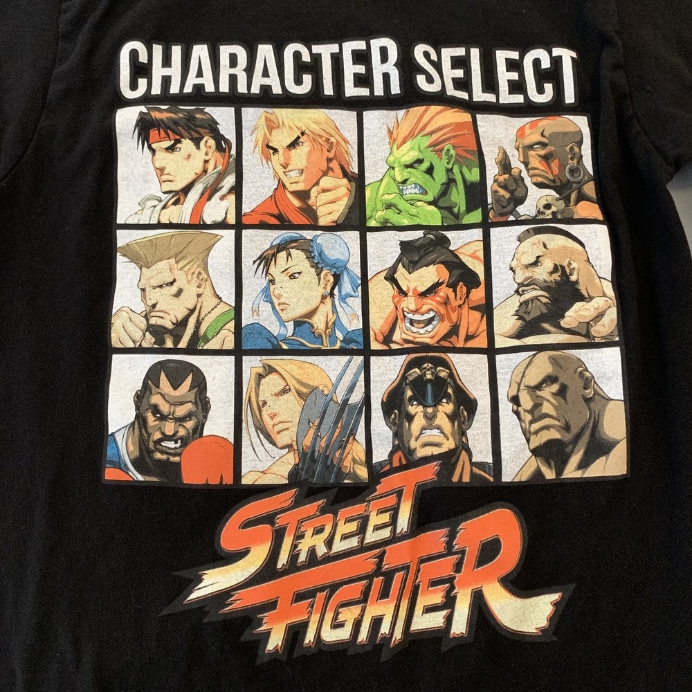 Street Fighter Shirt Mens Small‎ Black Character Select Graphic Tee Capcom Game